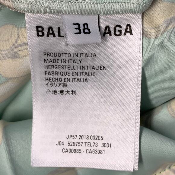 BALENCIAGA Size 6 Green Gold Polyester Chain Pleated Midi Skirt - Picture 4 of 5